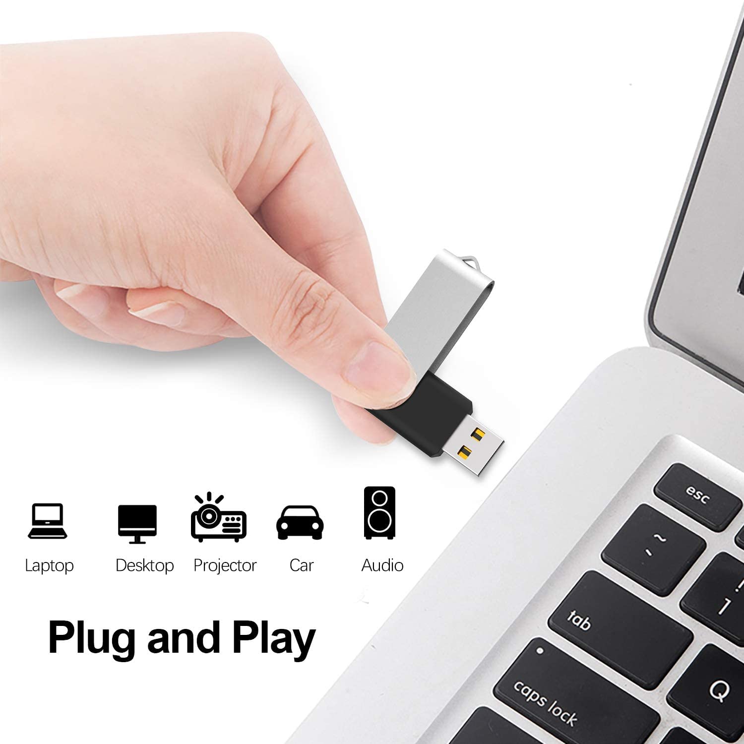RAOYI 50 Pack 128MB USB 2.0 Flash Drives - Swivel Metal Cap Thumb Drive with LED Indicator, Black | Bulk USB Memory Sticks for Data Storage, File Transfer, Office & School Use