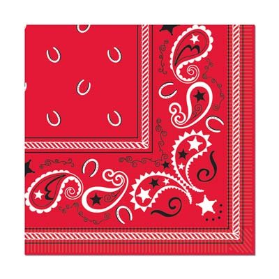 Cowboy Bandana Beverage Napkins - Pack of 3 | Western Themed Paper Drink Napkins for Parties, BBQ, and Outdoor Gatherings