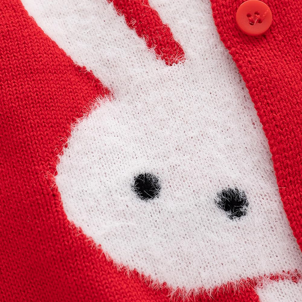 Adorable Cartoon Rabbit Baby Vest for Girls - Warm Knitted Sleeveless Jacket for Toddlers (Spring/Winter) - Easter Bunny Style Kids Waistcoat - Perfect for Easter Outfits, Holiday Photos & Winter Layering