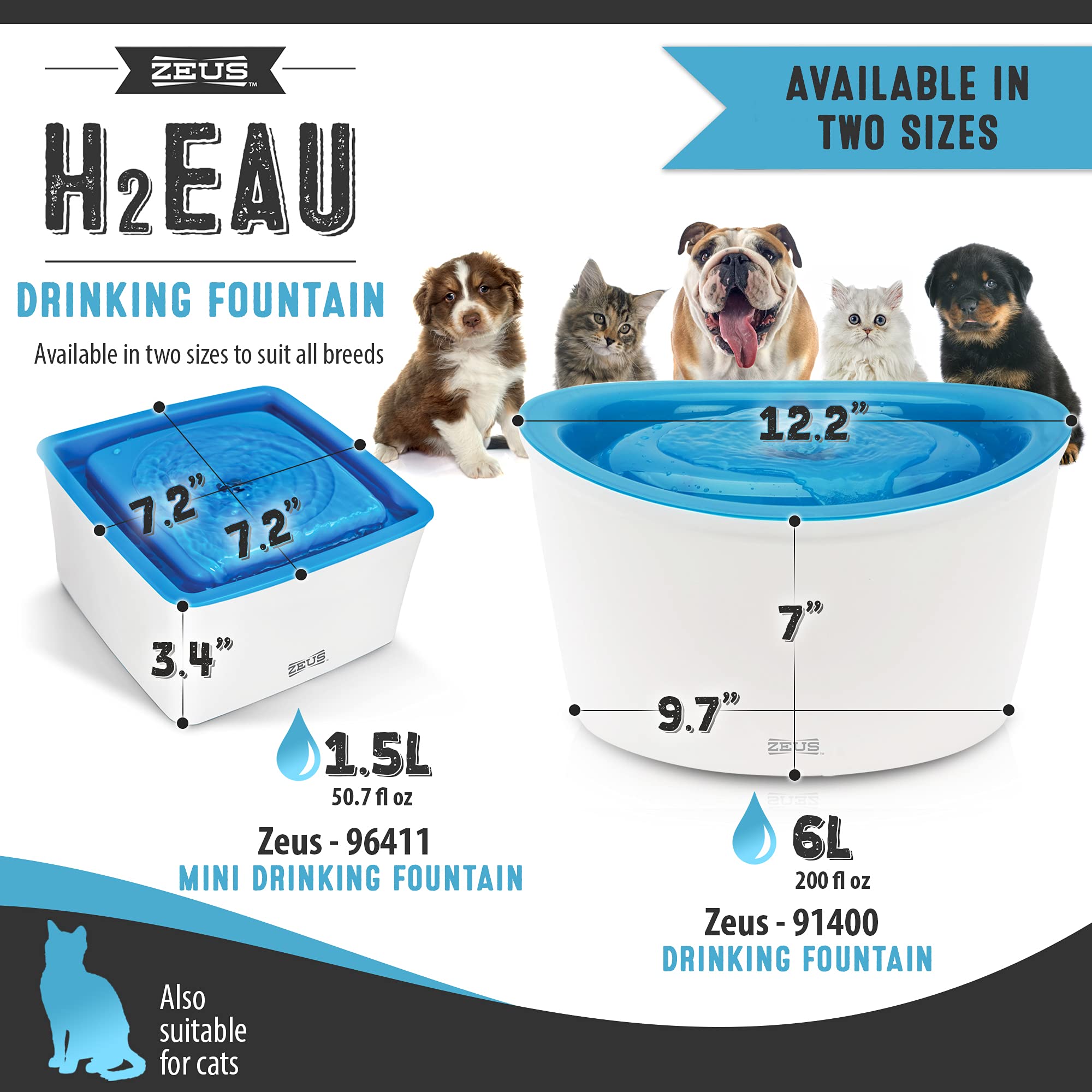 ZEUS Mini Elevated Dog Water Dispenser - Automatic Drinking Fountain for Small Dog Breeds | Indoor Pet Hydration Station for Puppies & Toy Dogs