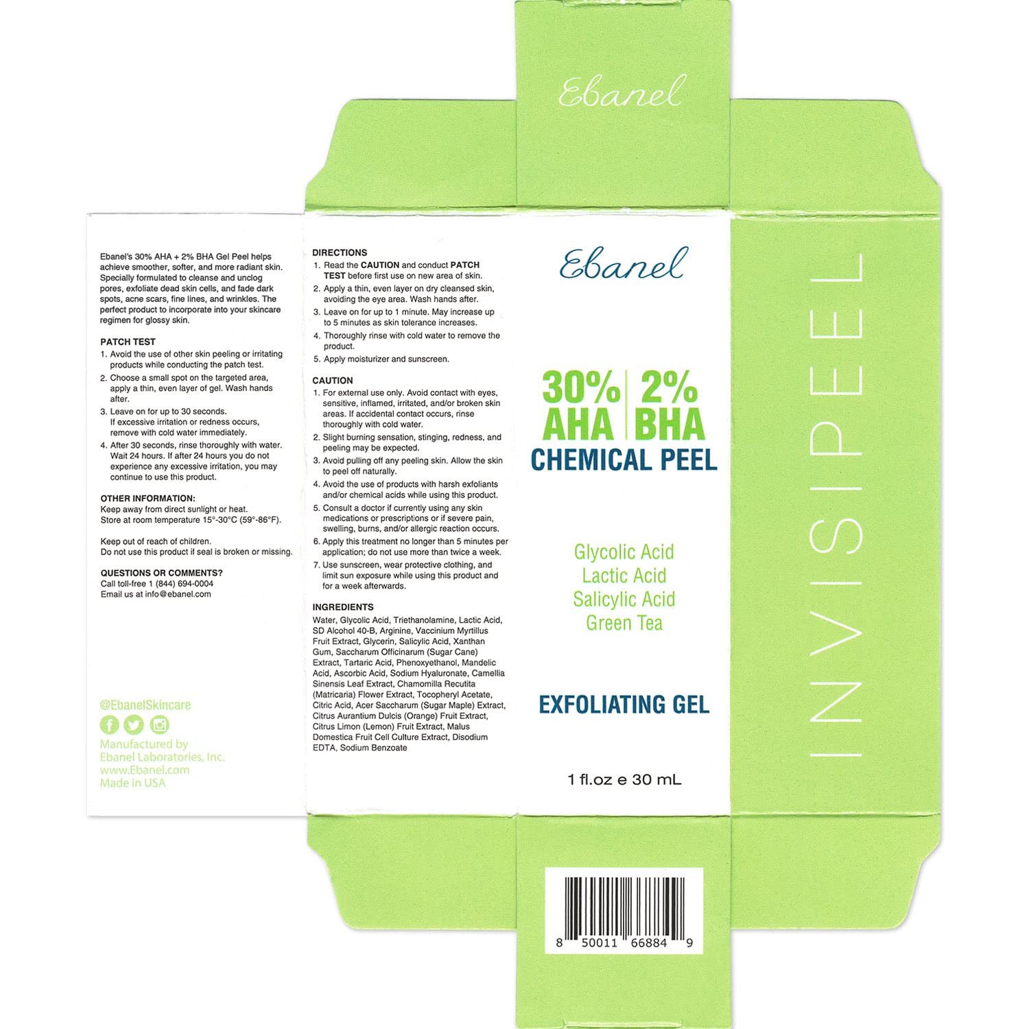 Ebanel Gentle Exfoliating Face Scrub & 30% AHA 2% BHA Chemical Peel Kit - Dermatologist-Recommended Facial Exfoliant for Acne, Blackheads & Dull Skin - Perfect for Daily Skincare Routine & Spa Night