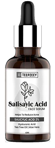Teepzeey 2% Salicylic Acid Face Serum for Acne, Blackheads & Pore Minimizing - 40ml Oil Control Treatment for Oily, Combination & Sensitive Skin | Reduces Breakouts & Improves Skin Texture | Daily Skincare Routine & Nighttime Use