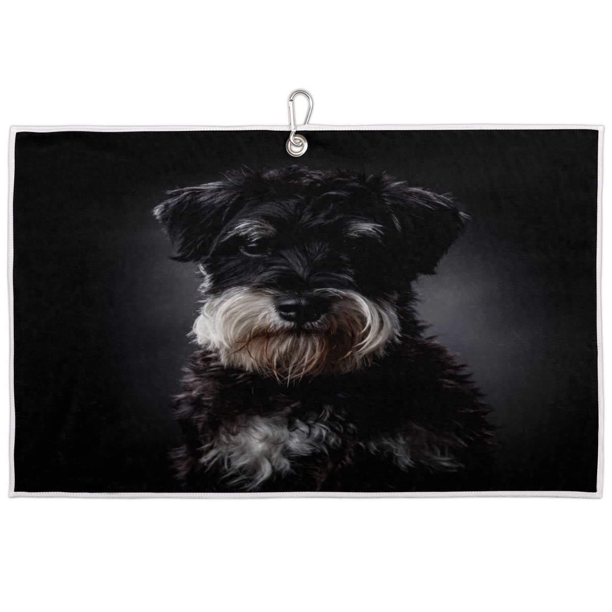 **Premium Schnauzer Dog Microfiber Golf Towel with Carabiner Clip – Golf Accessories for Men & Women – Perfect Golf Gift for Dog Lovers – Ideal for Golf Bags, Courses & Outdoor Sports**