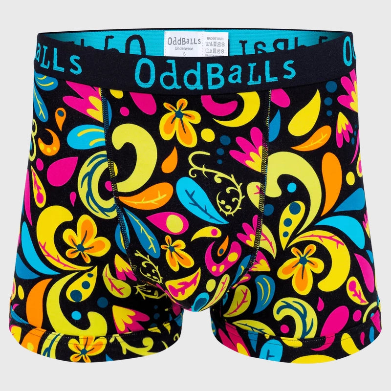OddBalls Botanical Boxer Shorts for Men - Comfortable Cotton Underwear with Fun Floral Print - Perfect for Casual Wear, Lounging, and Gifts