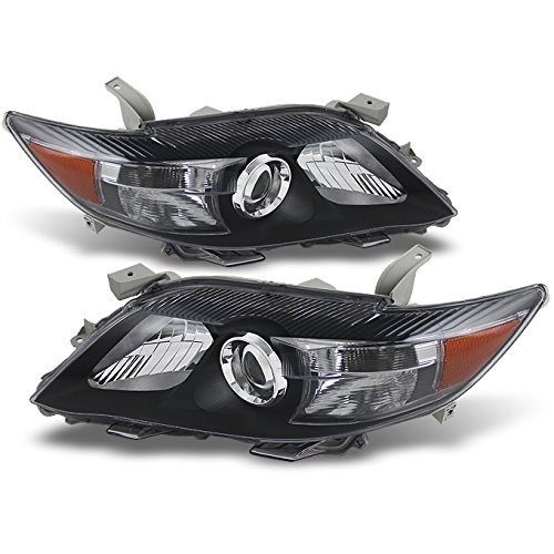 AKKON Black Bezel Projector Headlights for 2010-2011 Toyota Camry - Direct Replacement Left & Right Headlamps - Upgrade Night Driving Visibility & Style