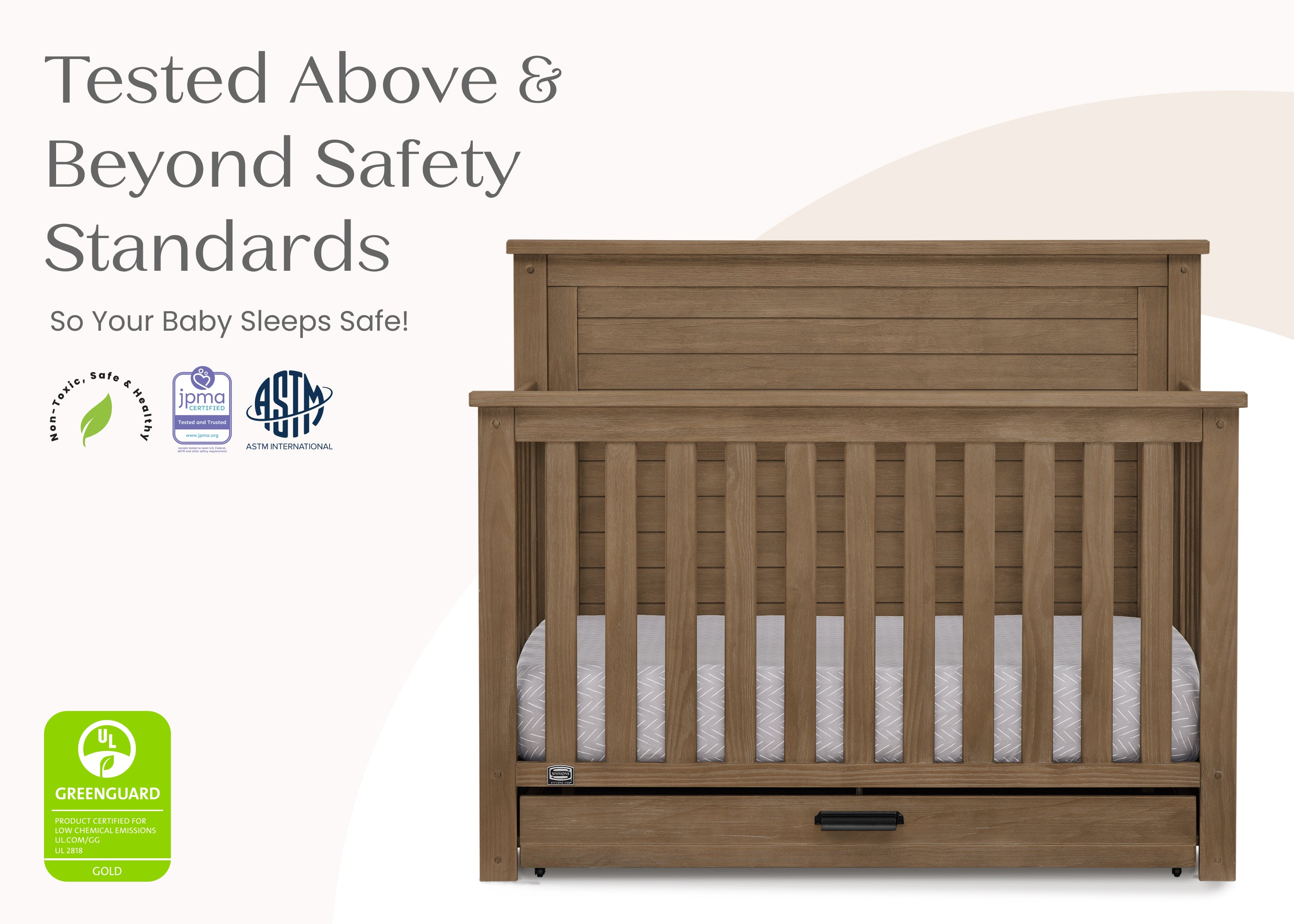 Caden 6-in-1 Convertible Baby Crib with Trundle Drawer - Nursery Furniture for Newborn to Toddler - Perfect for Small Spaces & Guest Rooms