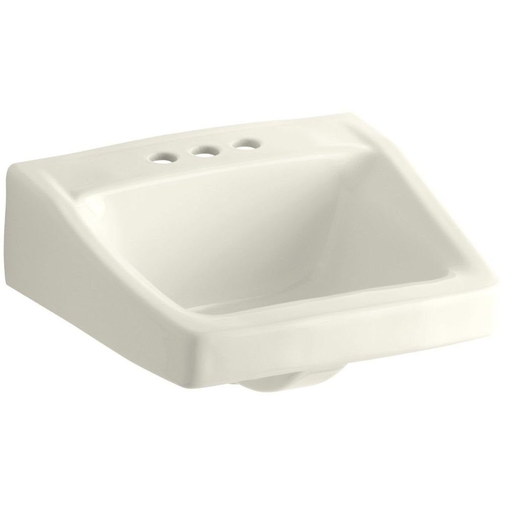 Kohler K-1728-96 Wall Mount Single Bowl Bathroom Sink in Biscuit Color - Perfect for Small Bathrooms, Powder Rooms, and Vanity Installations
