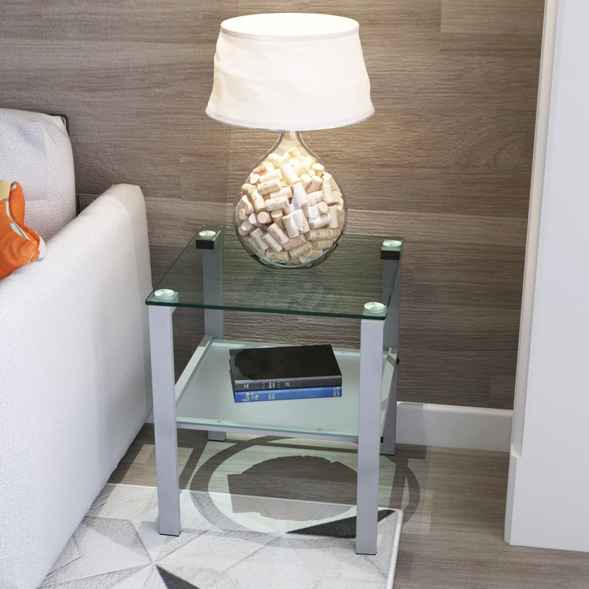 Black Side Table - Small End Table for Living Room & Bedroom Nightstand (Grey) - Perfect for Compact Spaces