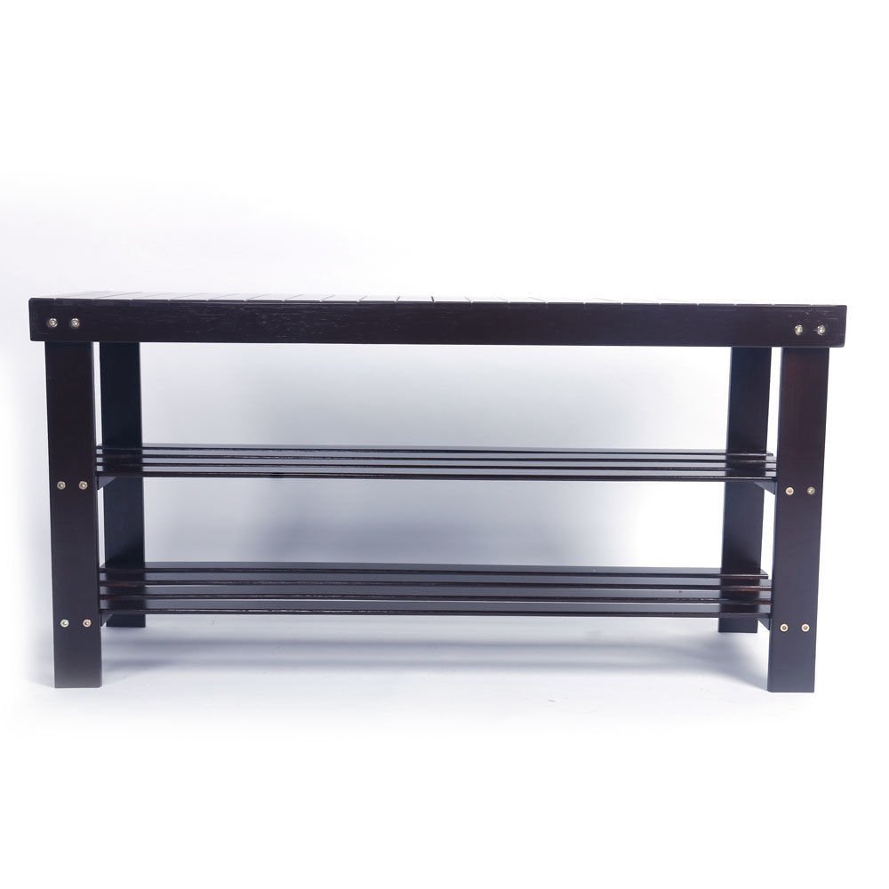 3-Tier Bamboo Shoe Rack Bench with Storage Shelf - Space Saving Entryway Organizer for Shoes, Hats & Bags - Perfect for Hallway, Bedroom or Closet Organization