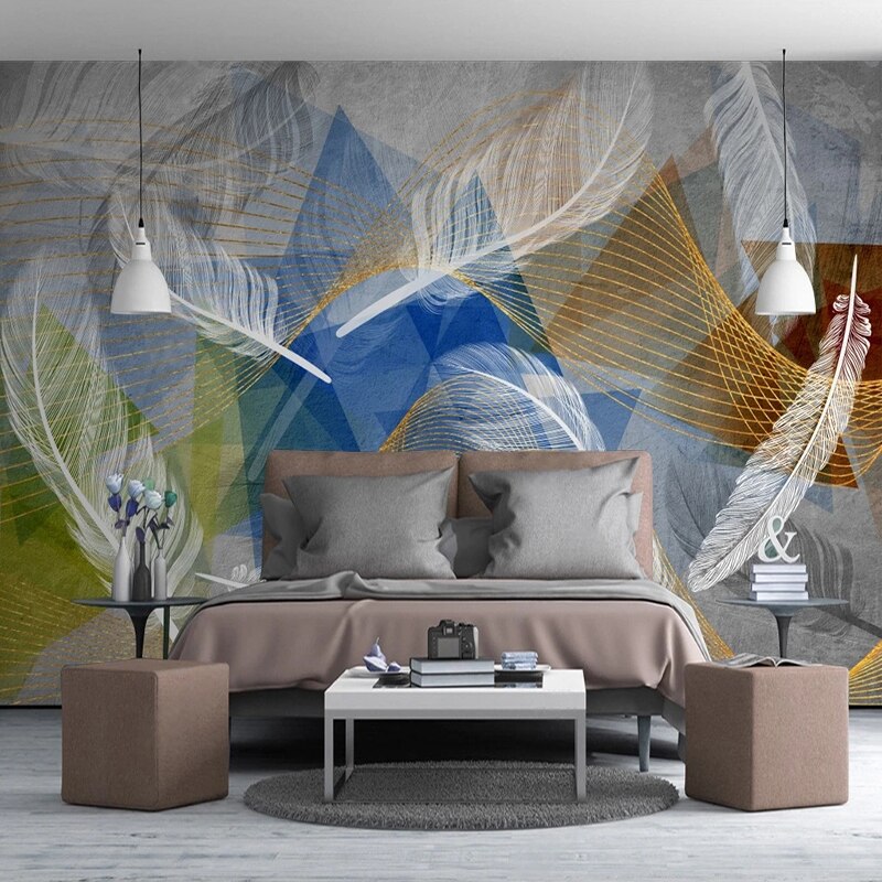 3D White Geometric Feather Wallpaper - Modern Home Wall Decor for Living Room, Bedroom & Office | Peel and Stick Removable Wall Mural