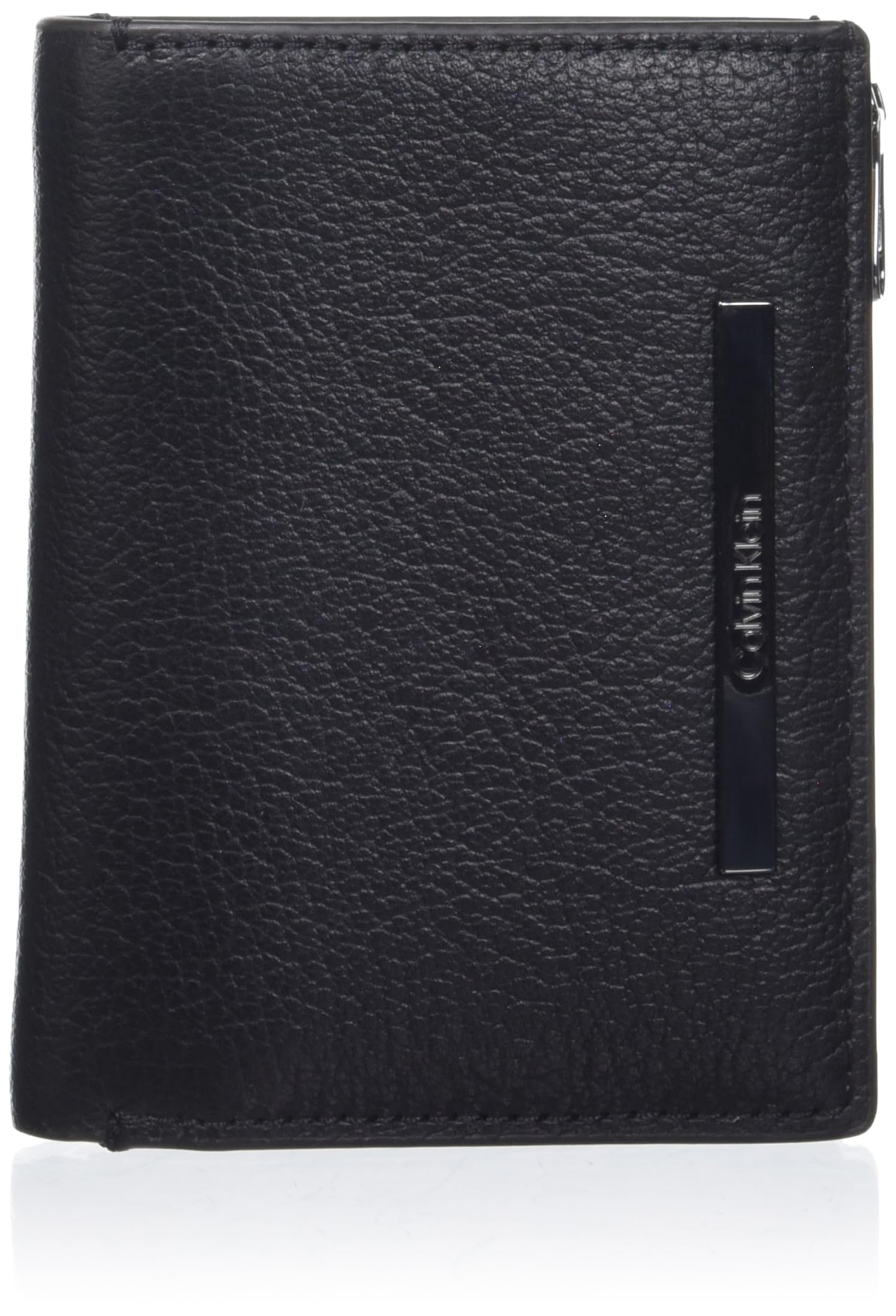 Calvin Klein Men's Modern Bar Trifold Leather Wallet - Black (CK Black) - One Size | Slim RFID Blocking Bifold Wallet for Everyday Use, Travel & Business