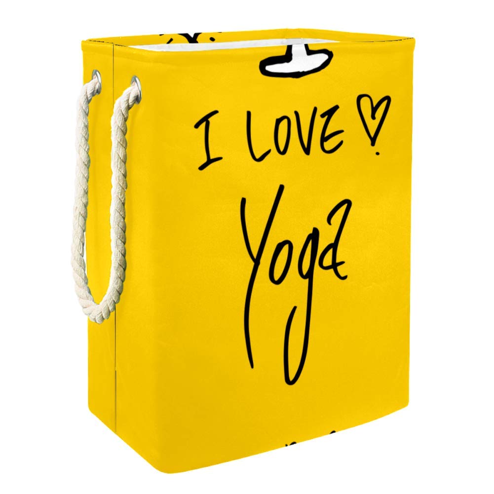 DJROW Yellow Print Cloth Storage Baskets for Kids Toys & Nursery - Yoga Inspired Design