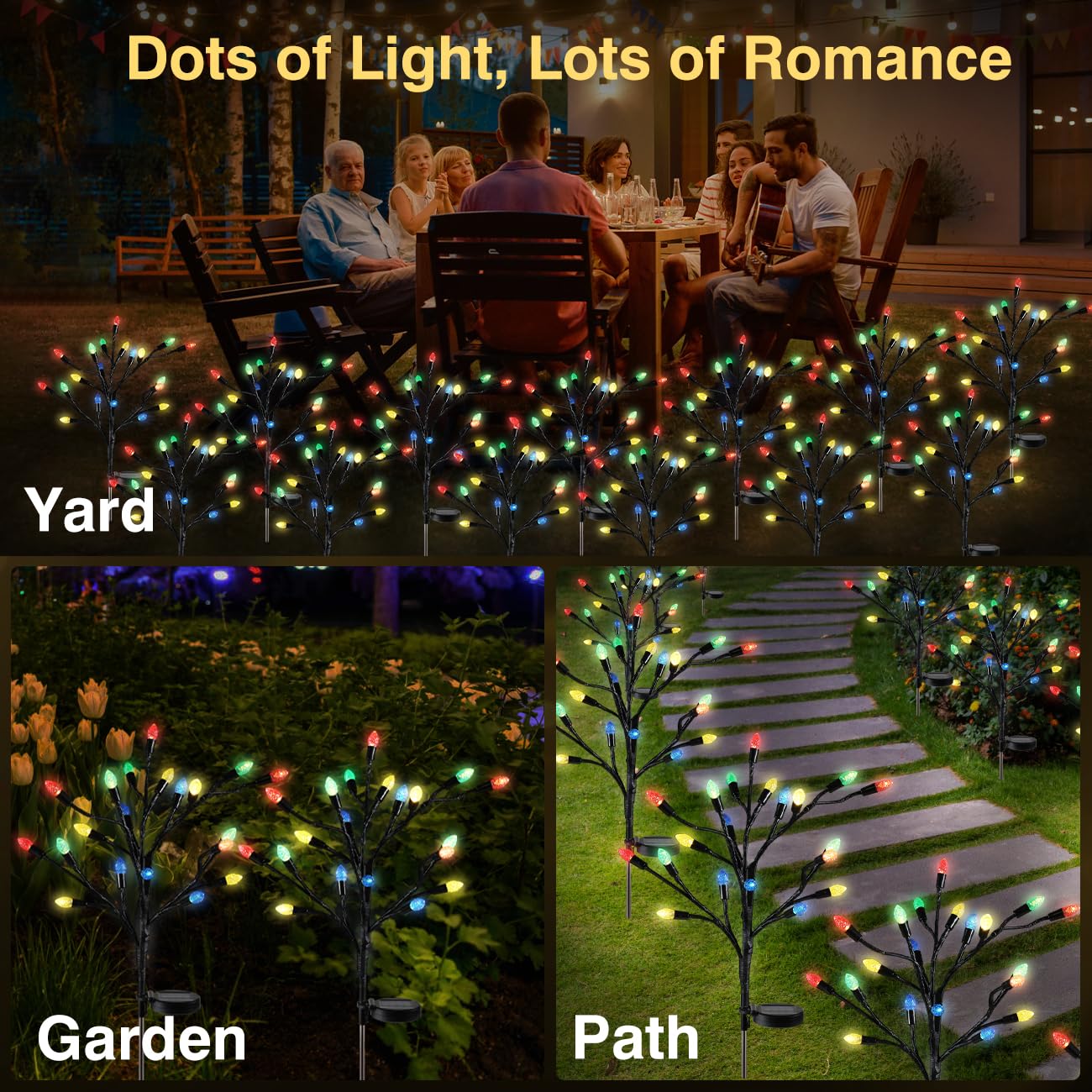 20 LED Solar Strawberry Lights - Waterproof Outdoor Garden Lights for Yard, Patio, Porch, Backyard | Christmas Decor & Party Decoration | Perfect for Weddings, Festivals, and Nighttime Ambiance