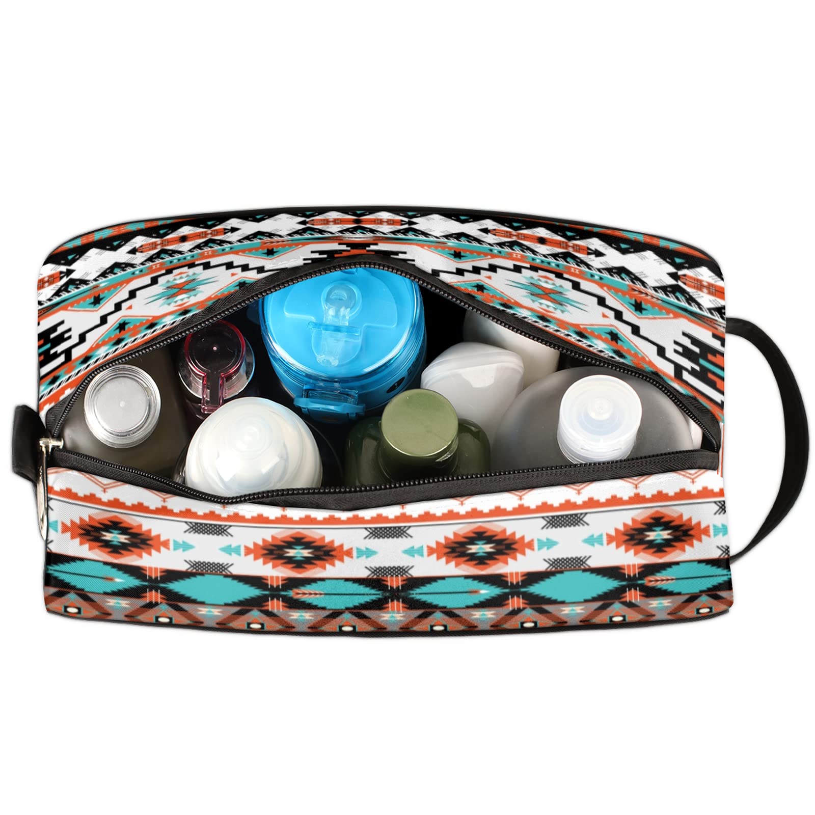 Pardick Aztec Geometric Travel Toiletry Bag for Women & Men - Waterproof Cosmetic Makeup Organizer, Large Capacity Dopp Kit for Toiletries & Shaving Accessories - Perfect for Travel, Gym, Camping & Daily Use