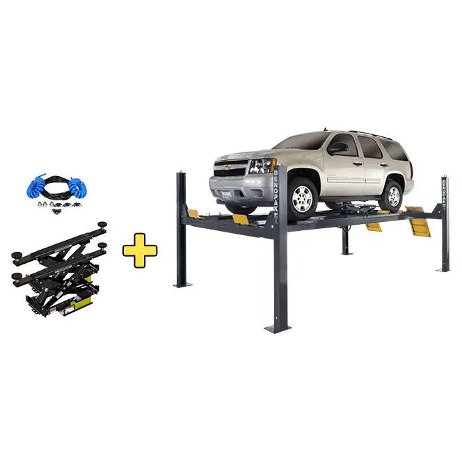 BendPak HDS-14LSXE 14,000 lb Two-Post Alignment Lift Bundle - Heavy Duty Car Lift for Auto Repair Shops & Home Garages - Perfect for Vehicle Maintenance, Tire Rotation & Wheel Alignment