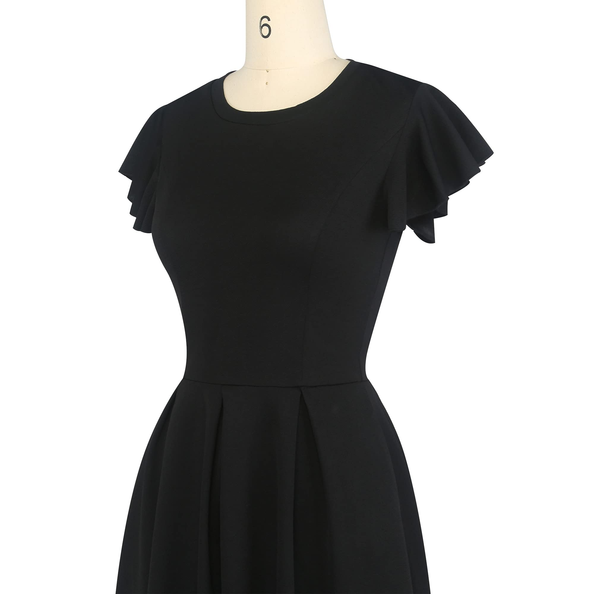 Oxiuly Women's Vintage Flare Sleeve Scoop Neck Church Dress with Pockets - Elegant Cocktail Party & Casual Wear OX376 | Perfect for Weddings, Sunday Service, and Special Occasions