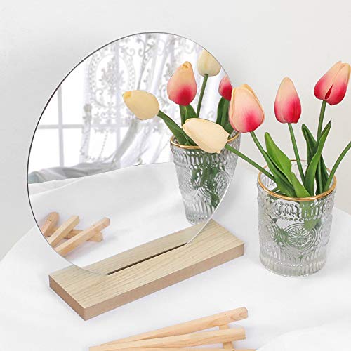VELIHOME Frameless Vanity Mirror with Stand - Beveled Edge Decorative Tabletop Mirror for Makeup, Bedroom, Living Room & Minimalist Decor | Perfect for Dressing Tables, Bathrooms & Home Styling