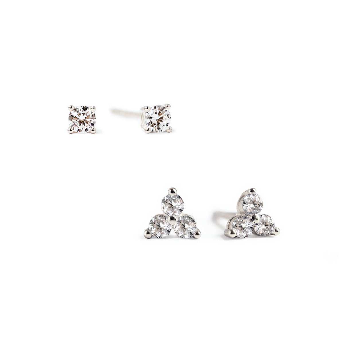 Tiny Clover Pavé Stud Earrings Set - Dainty Flower Studs for Women - Perfect for Everyday Wear, Gifts & Special Occasions