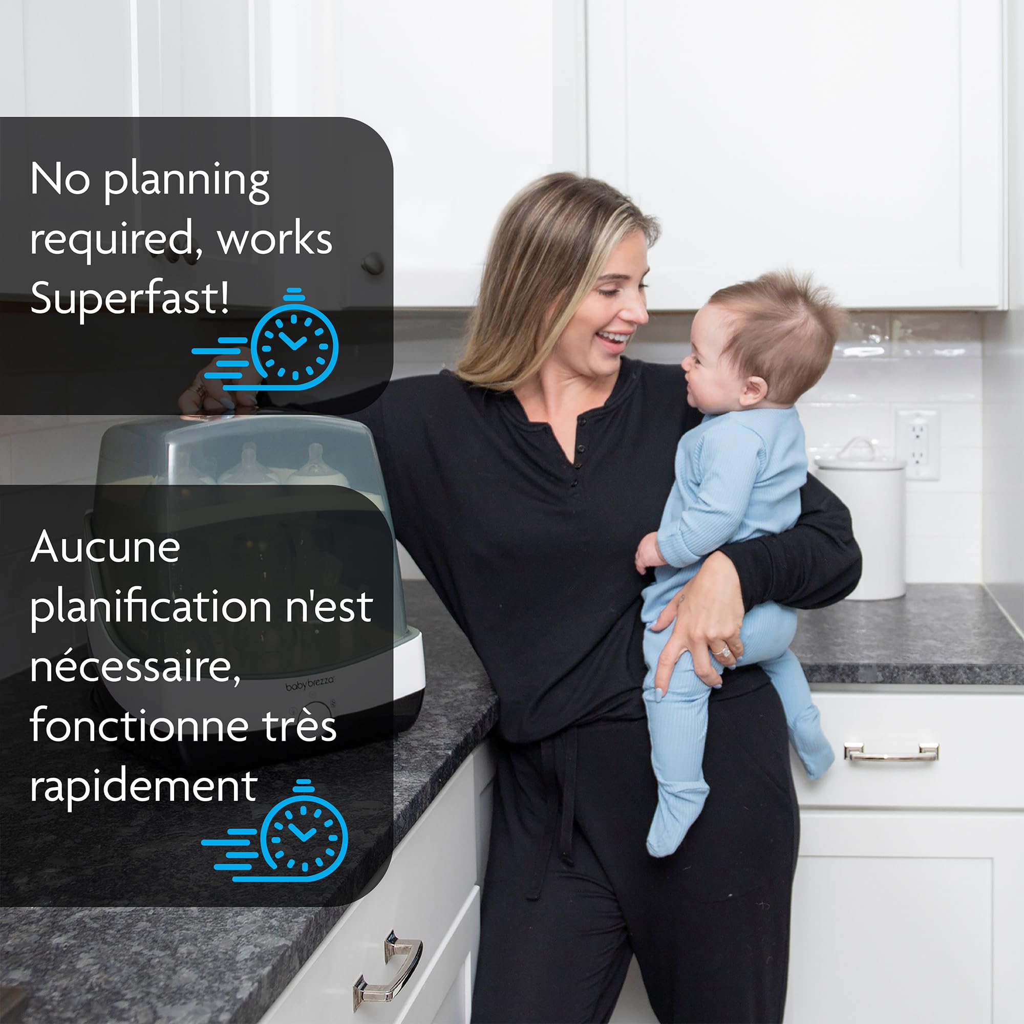 Baby Brezza 10-Minute Electric Baby Bottle Sterilizer and Dryer - Fast Steam Sterilization for All Bottles, Pacifiers & Baby Accessories - Perfect for Home, Travel & Daycare Use