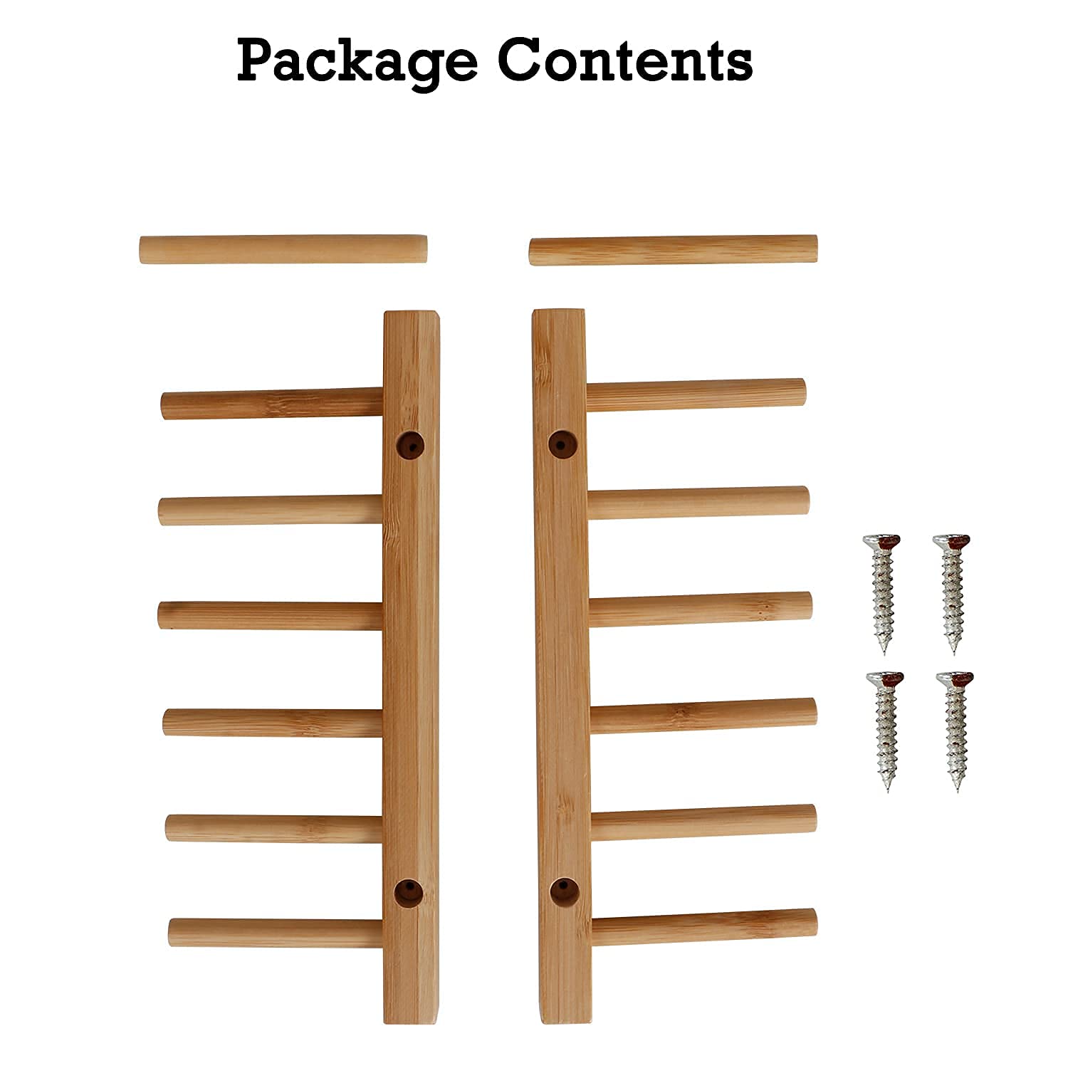 HOKIPO Bamboo Wooden Plate Stand Rack - Kitchen Cabinet Organizer, Dish Drying Rack & Dinner Plate Holder for Storage (Set of 2) - Perfect for Pantry, Dining Room, and Small Space Organization