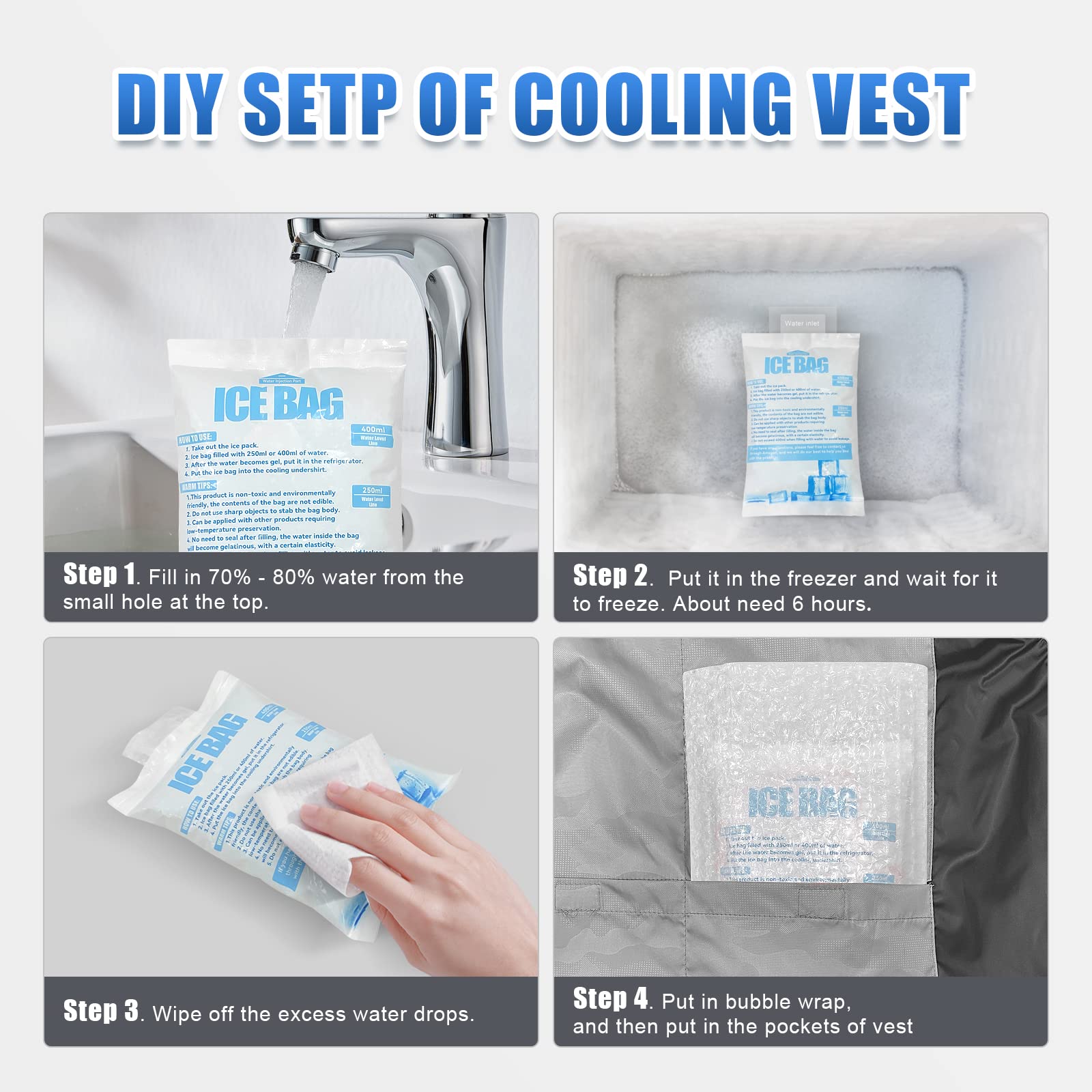 Cooling Vest for Men & Women - Reusable Ice Vest with 24 Ice Packs for Hot Weather - Waterproof & Breathable for Outdoor Work, Sports & Summer Activities