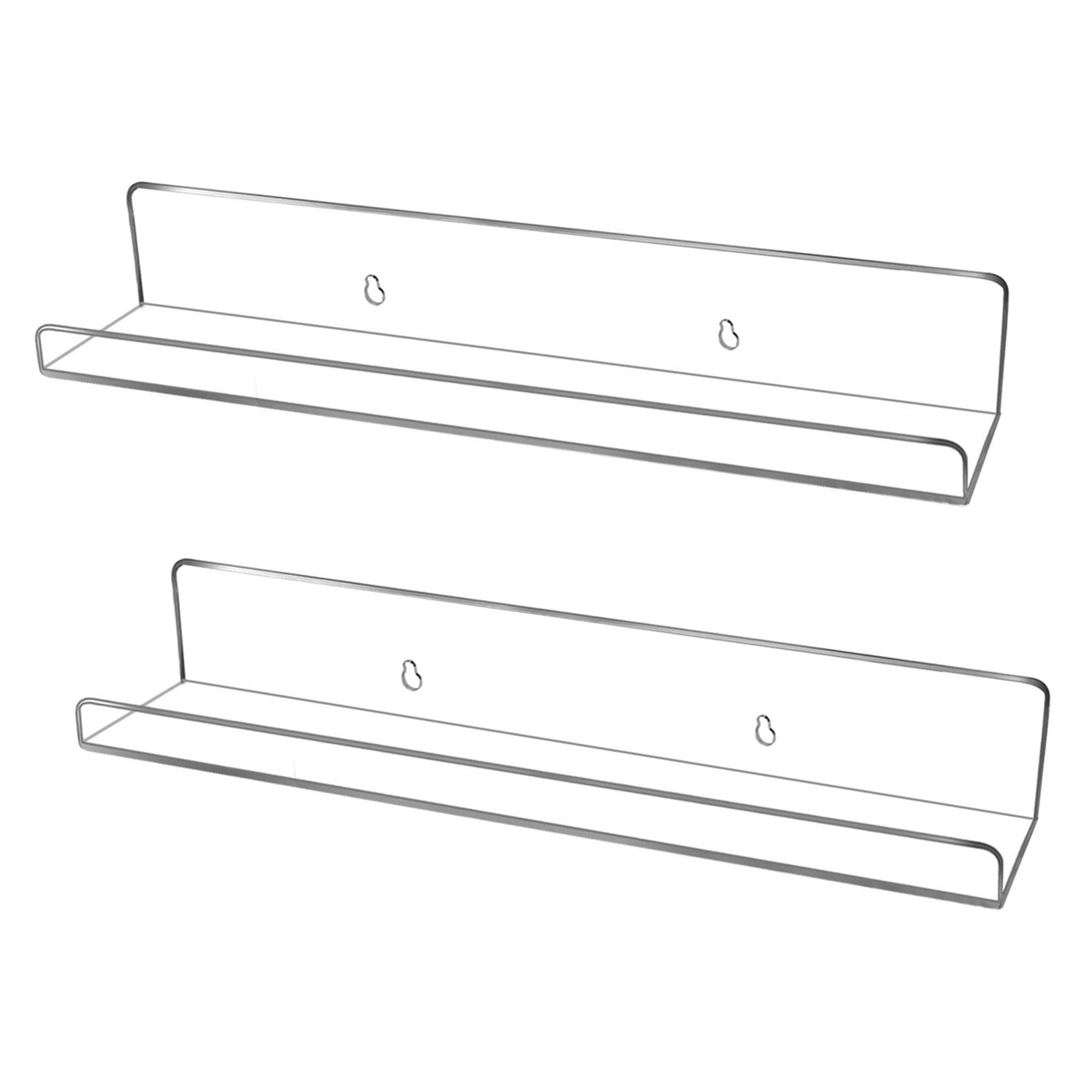 Clear Acrylic Floating Shelves 2 Pack - 13.8 Inch Modern Wall Shelves for Bathroom, Living Room, Bedroom & Kitchen Storage - Easy Installation with Adhesive Stickers or Drill - Perfect for Organizing & Decorating Small Spaces