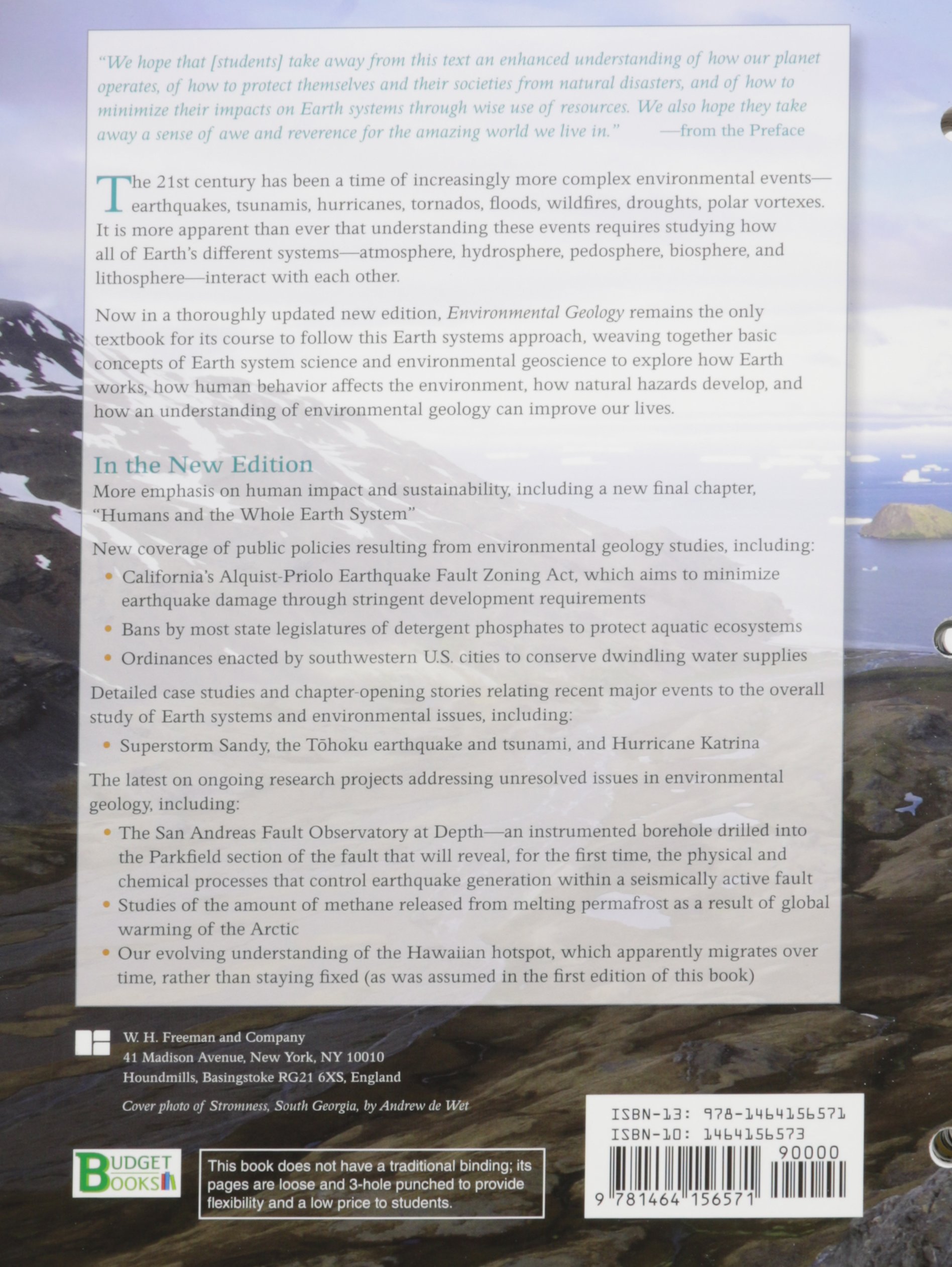 Environmental Geology Loose-Leaf Textbook - Affordable Budget Edition for College Students & Geology Enthusiasts | Perfect for Classroom Studies, Field Research & Self-Learning