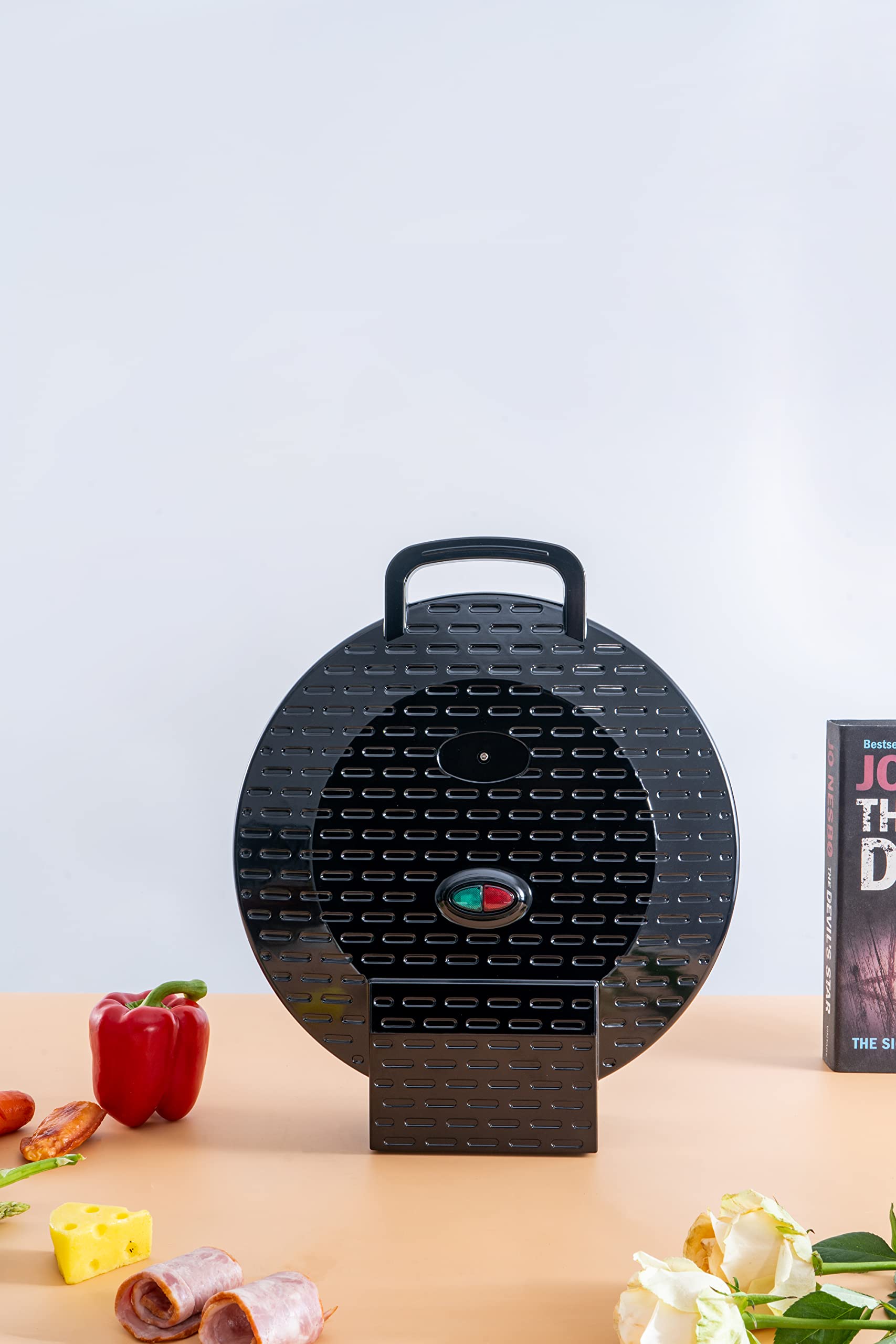 220V Courant 12-Inch Electric Pizza Maker & Calzone Oven - Non-Stick Plates, Cool-Touch Handle, Indoor Countertop Griddle for Home, School, or Dorm - Perfect for Quick Meals, Parties, and Family Gatherings (Black)