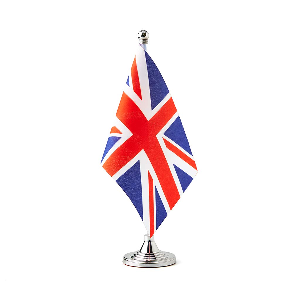Union Jack UK Flag - Small Mini United Kingdom Desk Table Flags for Home, Office & Party Decorations | British Theme Decor & Celebrations