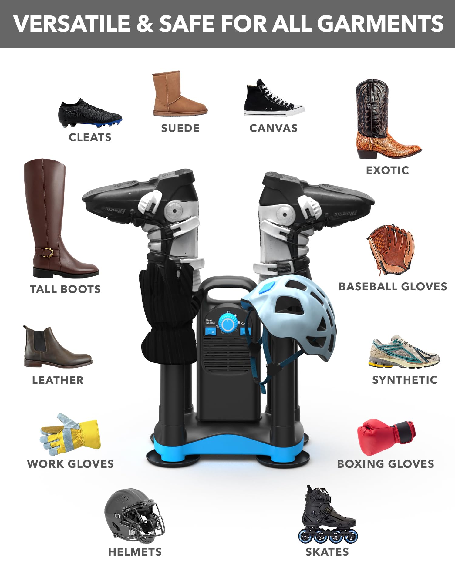 Everlasting Comfort Upgraded Boot Dryer - Fast 80-Minute Drying for Work Boots, Sneakers & Ski Gear | Electric Shoe Deodorizer with Heat Blower | Perfect for Drying Gloves, Helmets & Boxing Equipment After Sports & Outdoor Activities