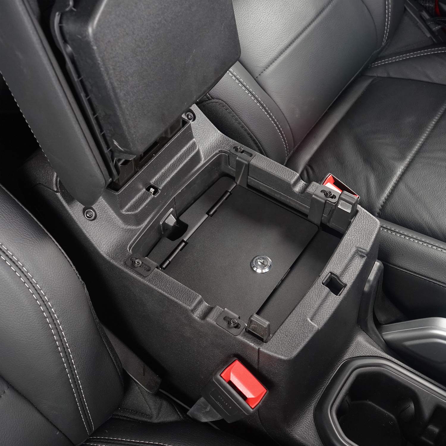 Jeep Wrangler JL & JLU Locking Storage Console Safe Box - Secure Interior Accessories for 2018-2025 Models | Vehicle Organizer for Valuables & Essentials | Perfect for Off-Road Adventures & Daily Commutes