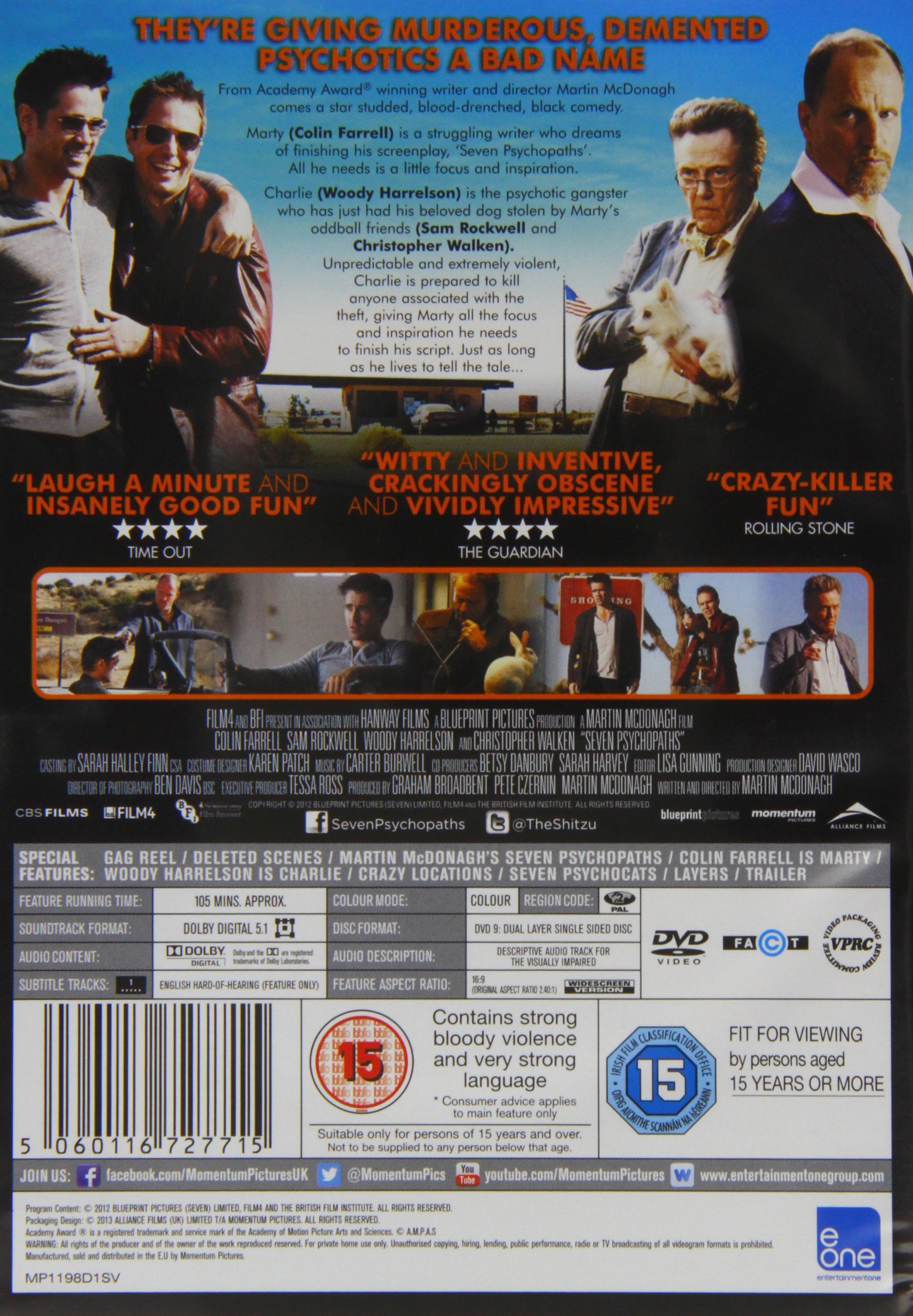 Seven Psychopaths [DVD] - Dark Comedy Crime Film - Perfect for Movie Nights & Collector's Editions