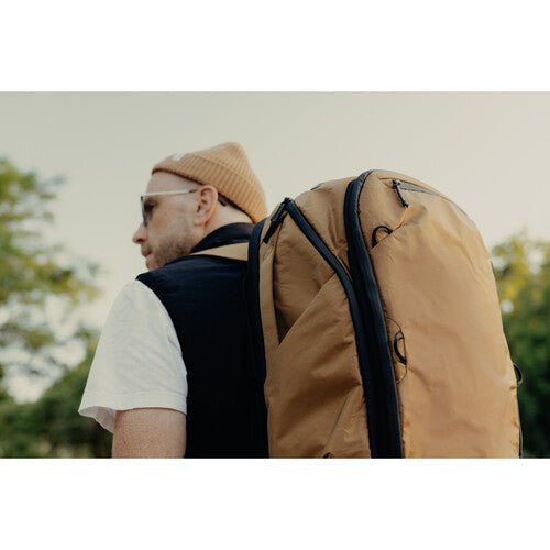 Peak Design 45L Travel Backpack - Durable Coyote Color for Adventure Travel, Hiking & Business Trips - Waterproof Carry-On Backpack with Laptop Compartment