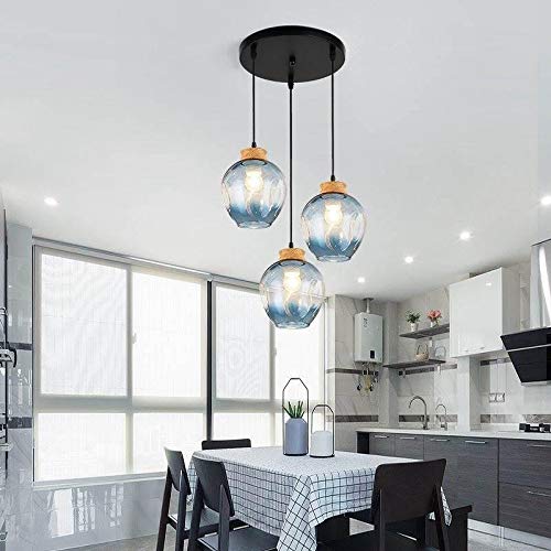 Stylish Modern 3-Light Twisted Glass Pendant Lamp for Dining Room & Living Room - Round Top Design - Perfect for Home Decor, Kitchen Island, and Bedroom Lighting