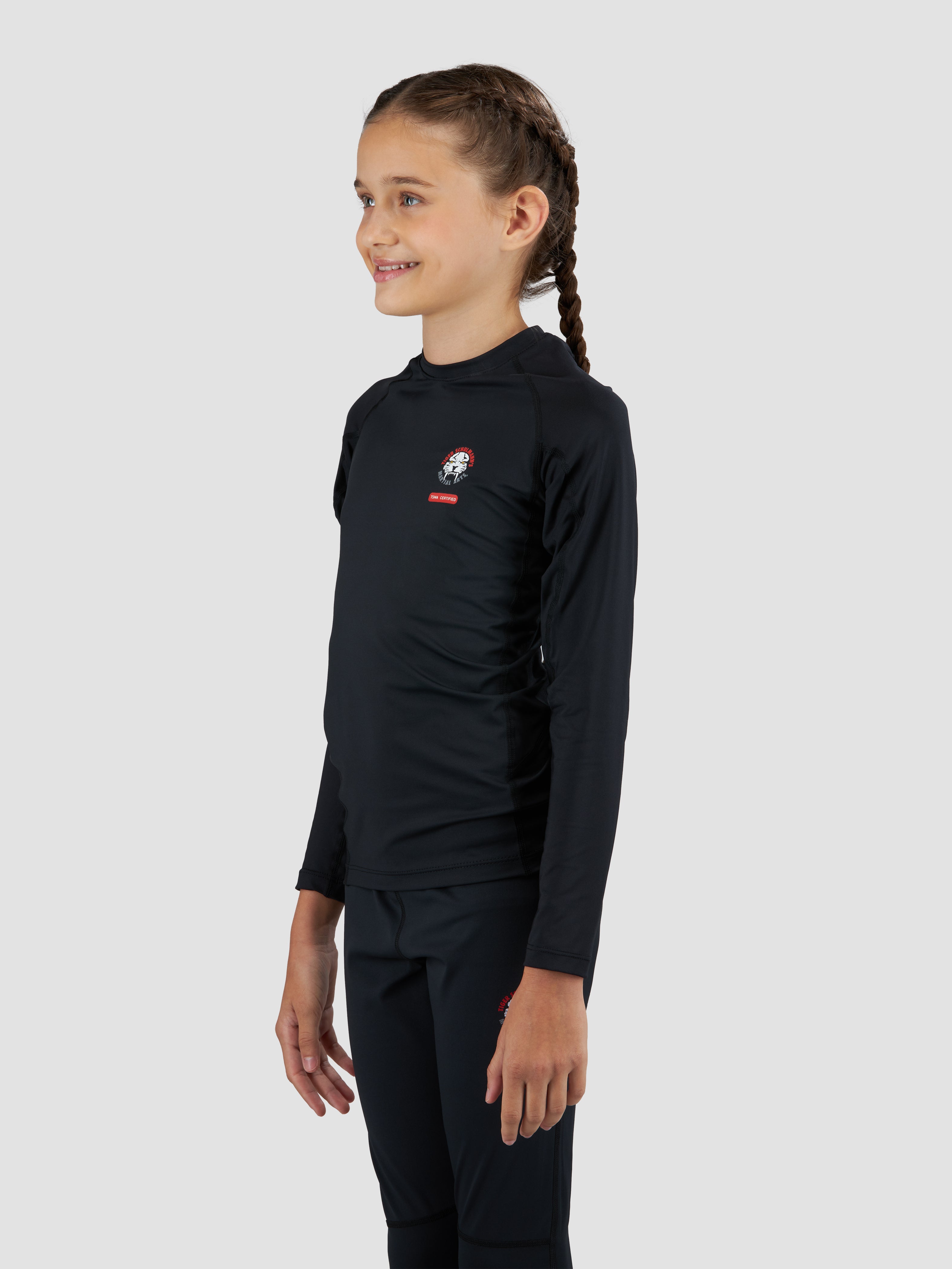 Rebel Kids Rashguard - UPF 50+ Sun Protection Swim Shirt for Boys & Girls - Black Quick-Dry Performance Top for Swimming, Surfing & Beach Activities
