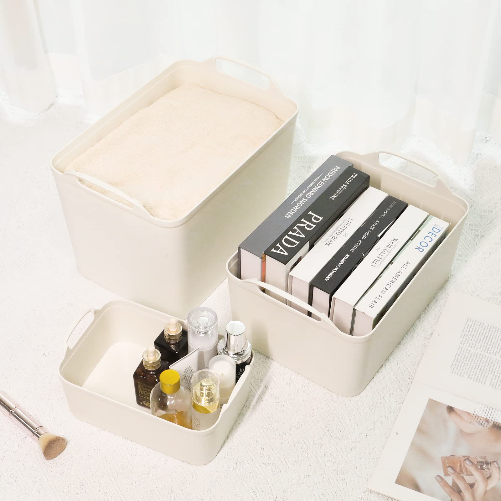 ANMINY 12-Piece Plastic Storage Bins with Lids - Large White Organizing Containers for Closet, Shelves, Drawers & Home Office | Perfect for Clothes, Toys, Office Supplies & Craft Storage