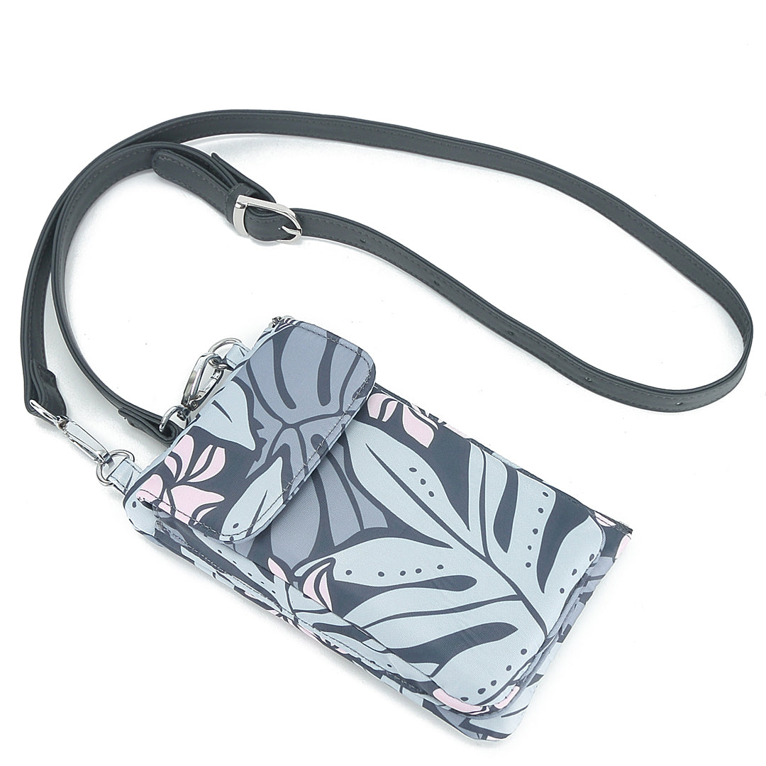 Anna Ke'olu Laua'e Grey Crossbody Phone Wallet - Stylish & Secure RFID Blocking Purse for Women - Perfect for Travel, Shopping & Everyday Use