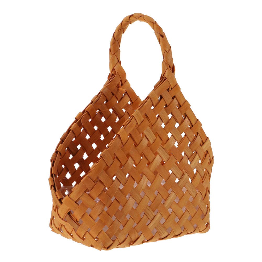 JINYISI Large Woven Storage Basket with Handle - Handmade Wood Chip Organizer for Home, Office & Laundry - Perfect for Clothes, Toys & Decor