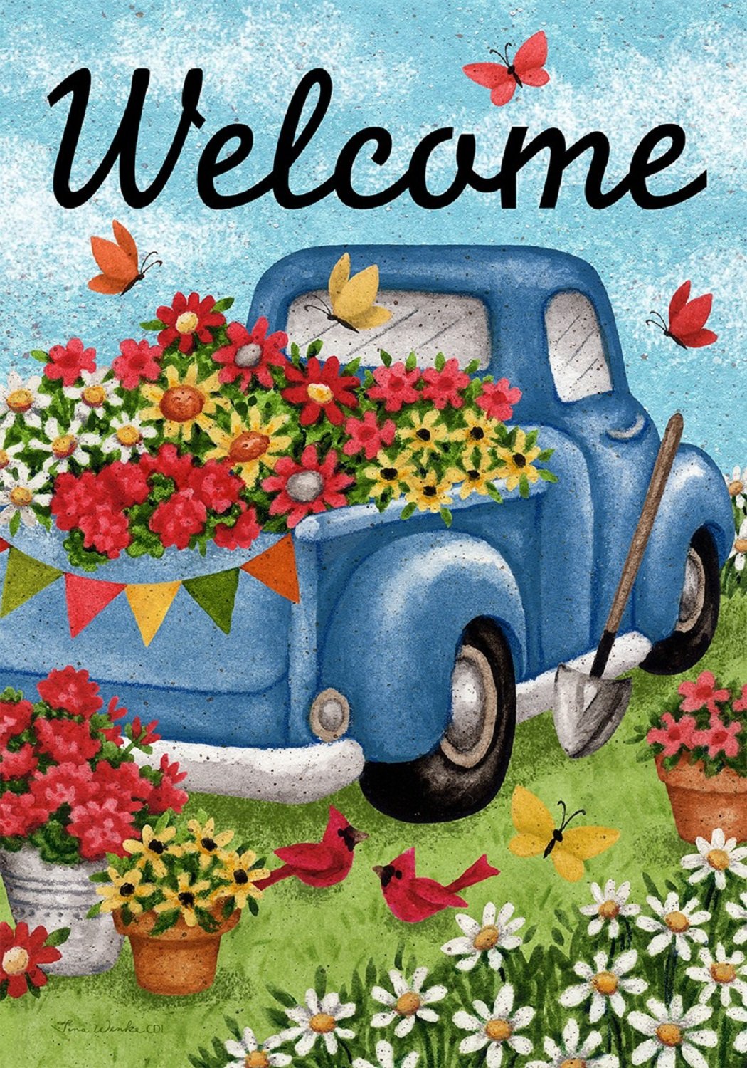 Custom Flower Truck Welcome Flag - 12x18 Inch Garden Decor for Outdoor Events