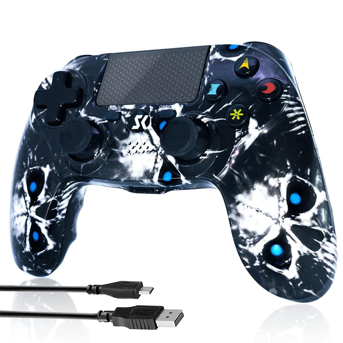 Wireless PS4 Controller for Sony PlayStation 4/Slim/Pro - Black Gamepad with Dual Shock Vibration, 6-Axis Motion Sensor, Touch Pad, Built-in Speaker & 3.5mm Audio Jack - Long-Lasting 800mAh Battery - Perfect for Gaming, Streaming & Multiplayer Sessions