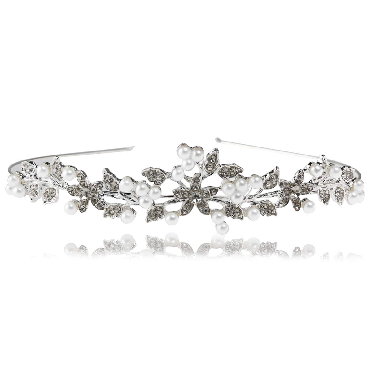 Minkissy 2PCS Wedding Hair Accessories - Rhinestone Bridal Tiara & Pearl Headband for Bride, Women's Wedding Birthday Party - Perfect for Bridal Shower, Bachelorette, Prom & Formal Events