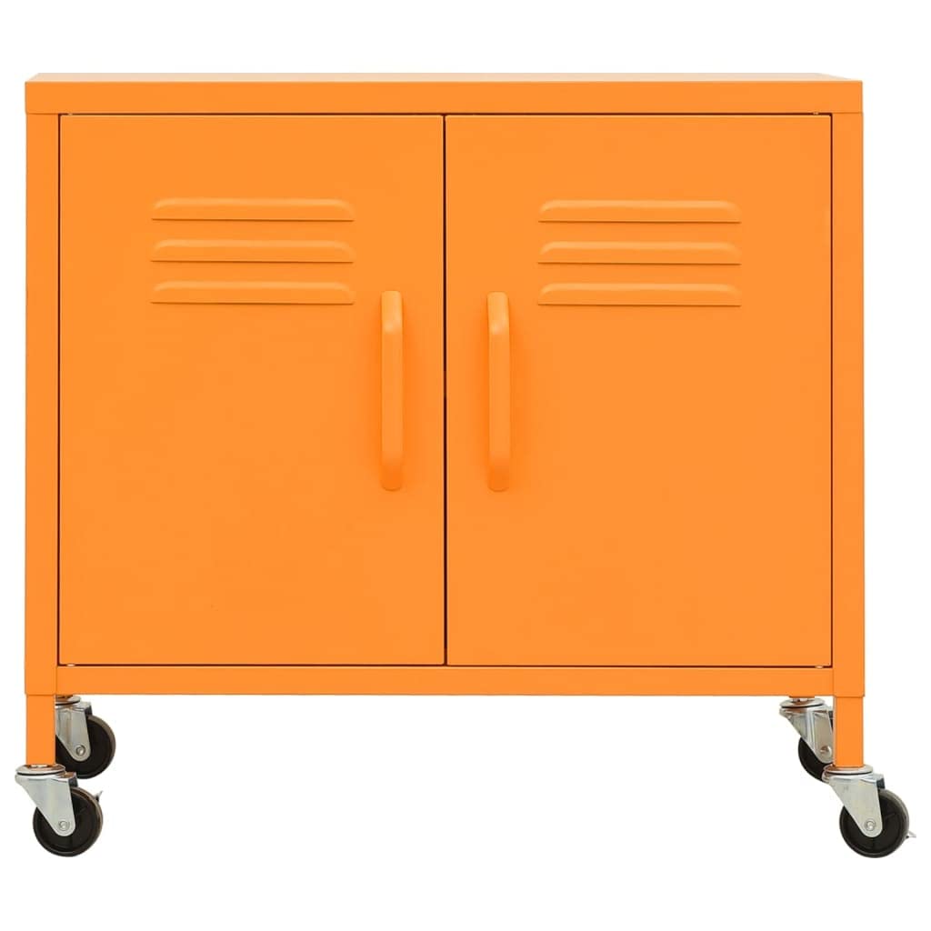 2-Door Steel Storage Cabinet with Adjustable Shelf & 4 Wheels - 23.6