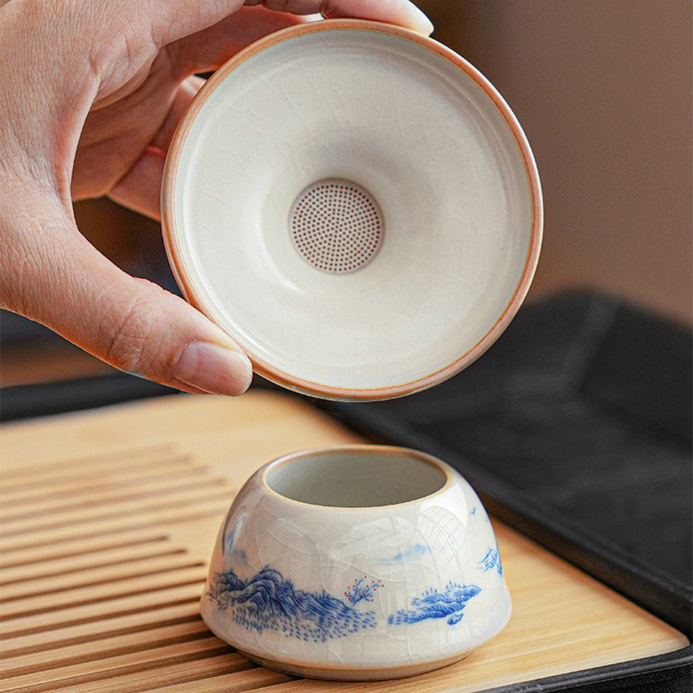 Exquisite Chinese Ruyao Fairyland Porcelain Tea Set - Handcrafted Ceramic Teapot & Cups - Perfect for Home, Office, and Gift Giving