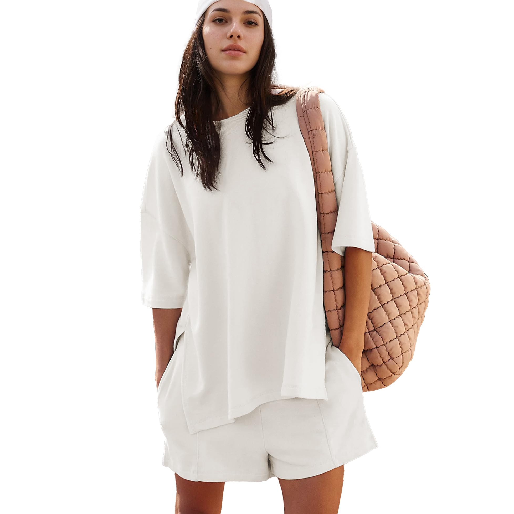 Women's Plus Size 2-Piece Lounge Set - Short Sleeve Cute Top & Shorts | Cozy Maternity Pajama Set for Summer | Perfect for Home Relaxation, Sleeping & Pregnancy Comfort
