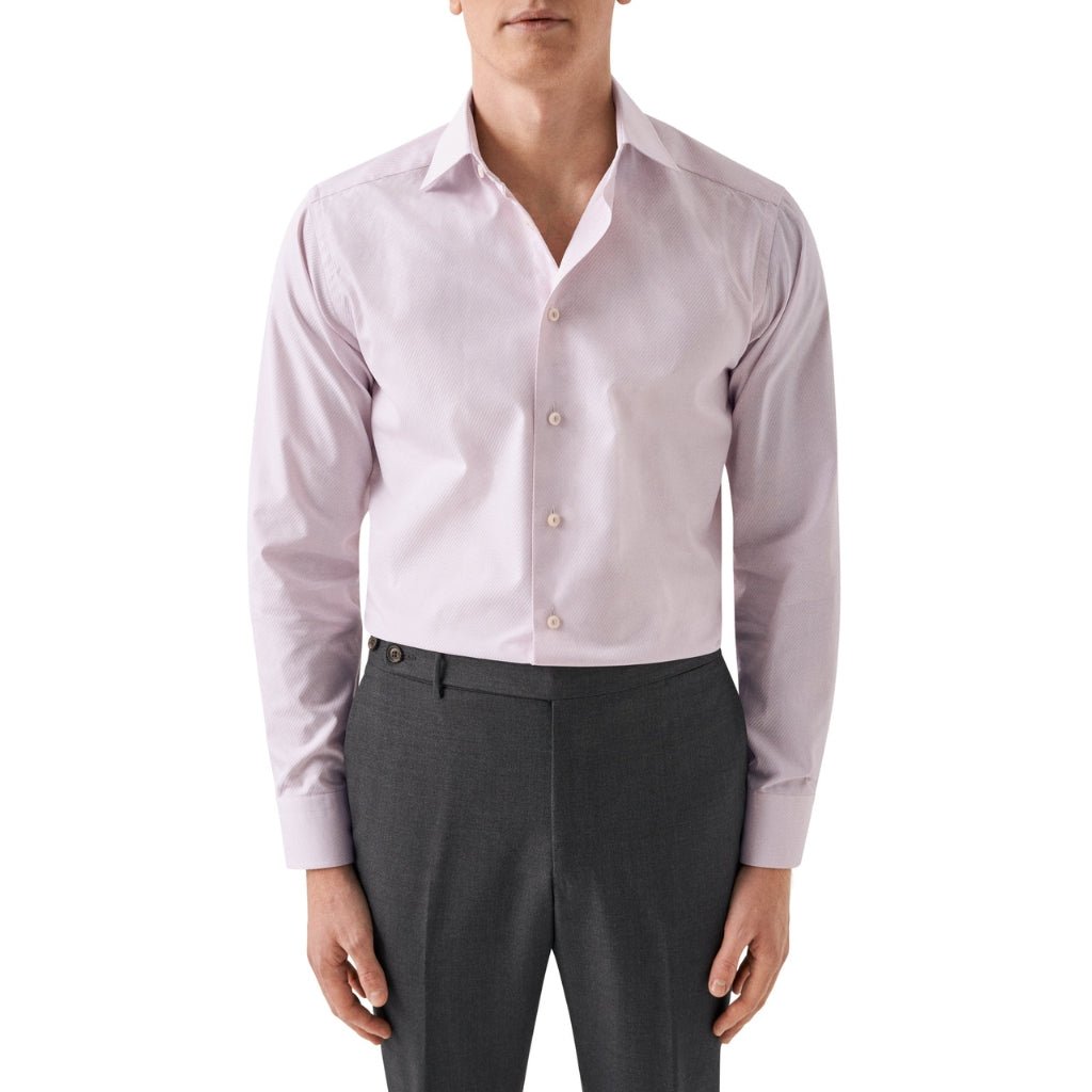 ETON Men's Semi-Solid Dobby Dress Shirt - Slim Fit Single Cuff Formal Shirt in Pink | Perfect for Business Meetings & Special Occasions