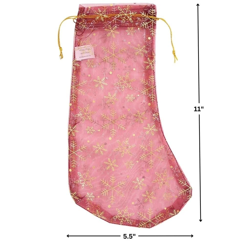 Fun Express Sheer Snowflake Stockings - 12 Pack Christmas Party Decorations for Holiday Home Decor, Tree Ornaments & Festive Gift Wrapping