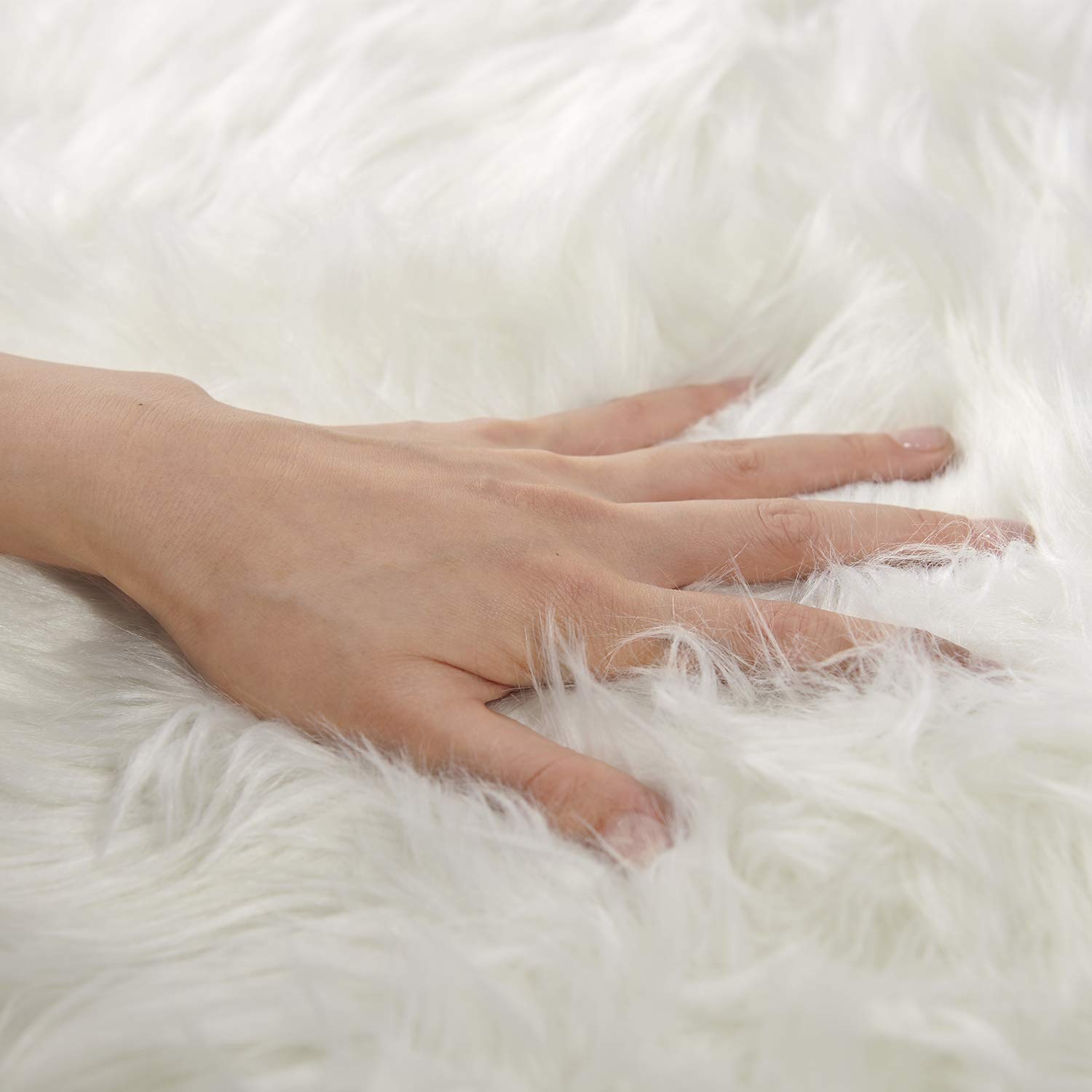 Soft Faux Fur Rug - Fluffy White Shaggy Area Rug 2x4 Feet for Bedroom Decor, Cozy Sheepskin Carpet for Living Room, Nursery & Dorm - Plush Fuzzy Rectangle Rug (White)