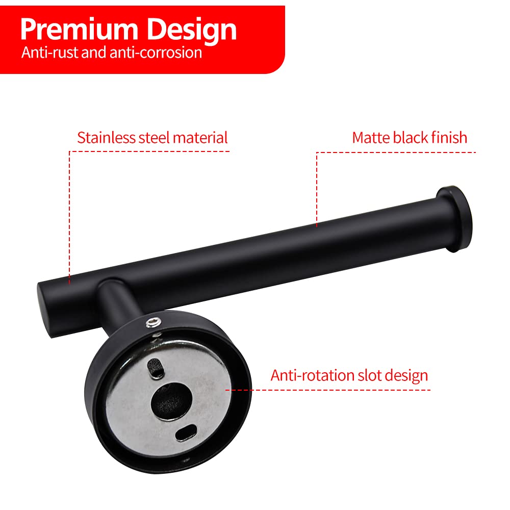Premium Matte Black Toilet Paper Holder & Towel Ring Set - Heavy Duty Stainless Steel Bathroom Hardware Kit with Mounting Hardware - Modern Towel Hanger for Bathroom & Kitchen Decor (2-Piece Set) - Perfect for Small Spaces & Guest Bathrooms