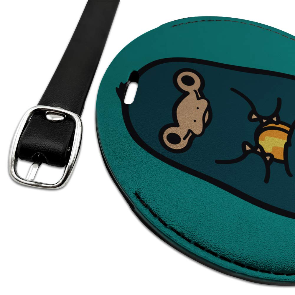 Fantastic Beasts Nifler Cute Chibi Round Leather Luggage Tag & ID Card Holder - Perfect for Harry Potter Fans, Travel Accessories, Suitcase Identification