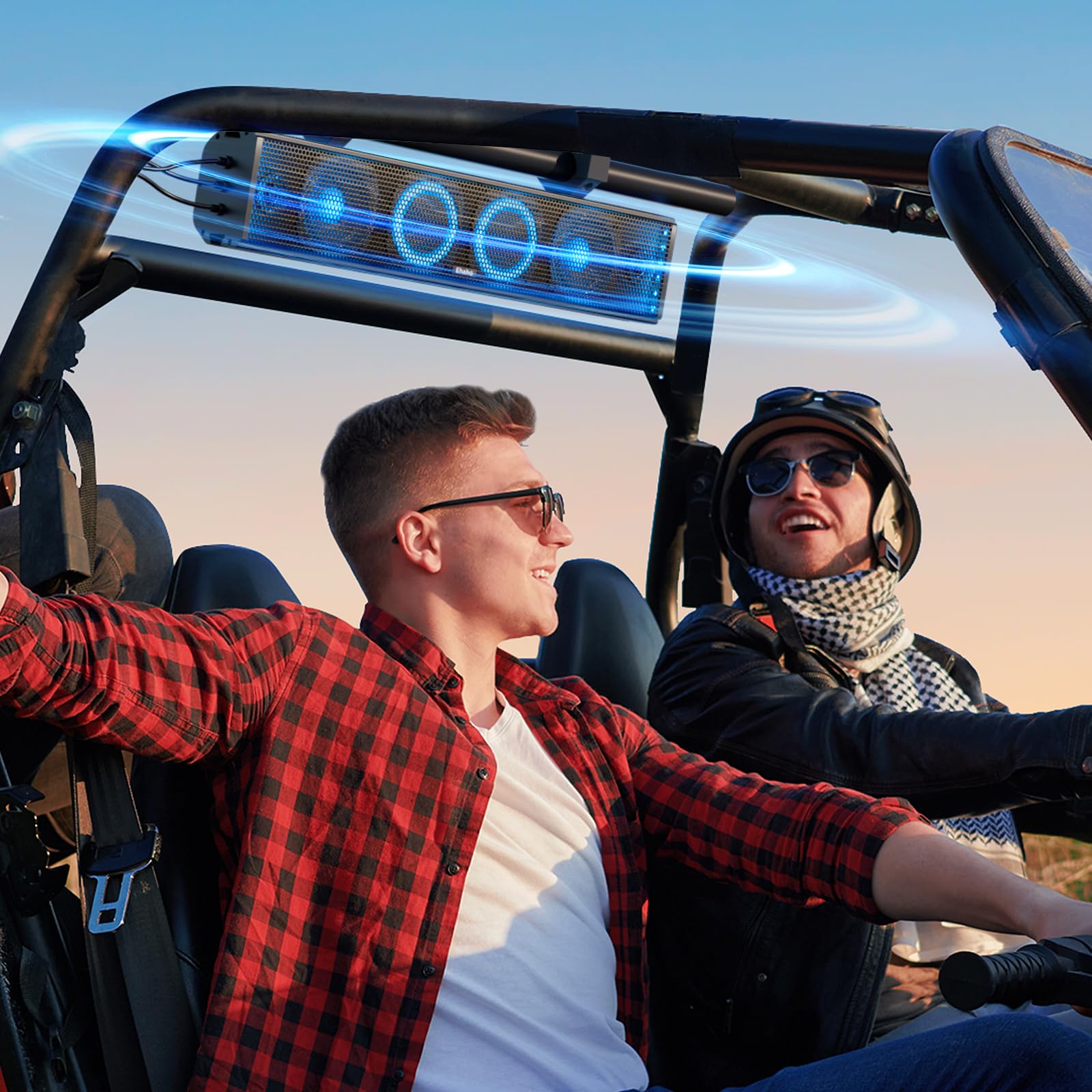 Ehaho 25 Inch UTV Sound Bar with Bluetooth, RGB Lighting & Amplified Power for ATV, SXS, Golf Cart & Marine, Waterproof Speakers for Polaris RZR, Can-Am, Perfect for Off-Road Adventures & Outdoor Parties